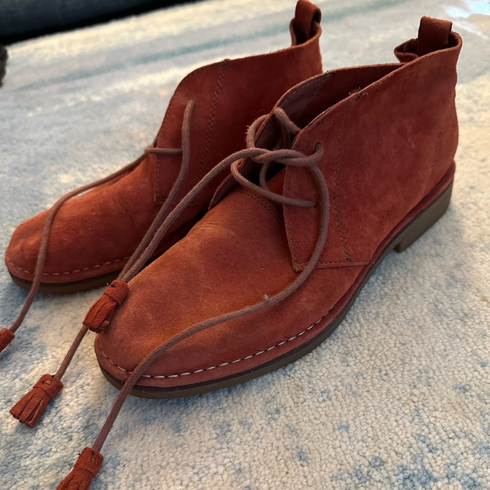 Women’s rust/orange suede booties